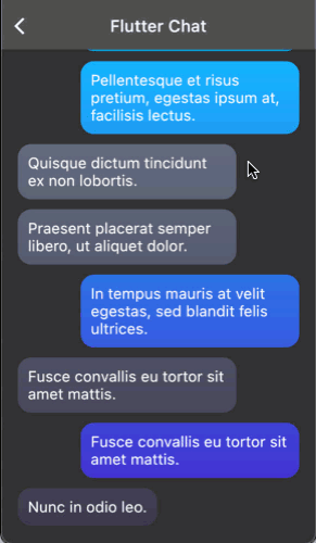 Scrolling the gradient chat bubbles