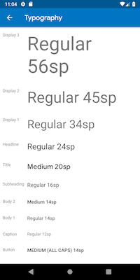 Roboto font typography scale on Android